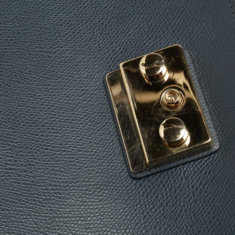 Pre Owned Furla Navy Blue Leather Metropolis S Top Handle Bag