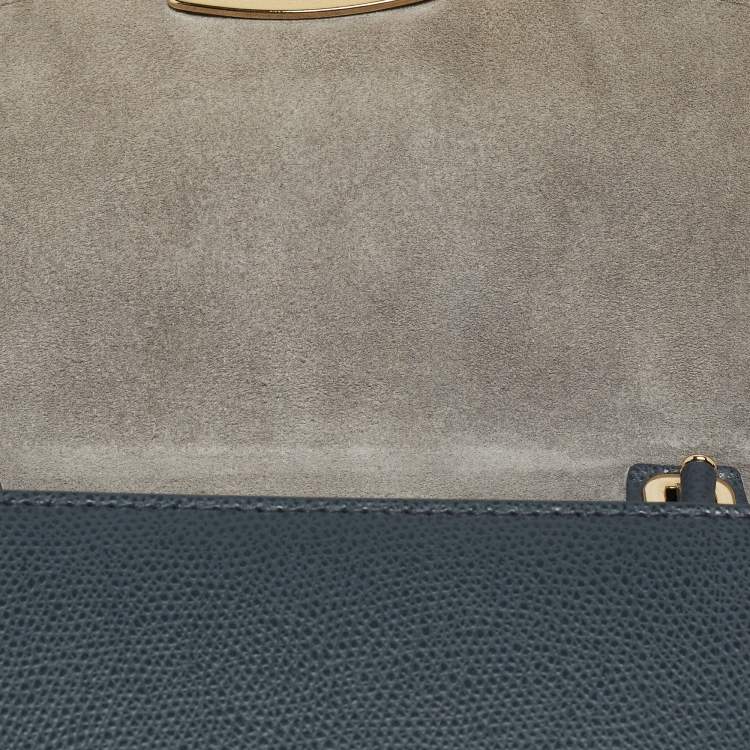 Pre Owned Furla Navy Blue Leather Metropolis S Top Handle Bag