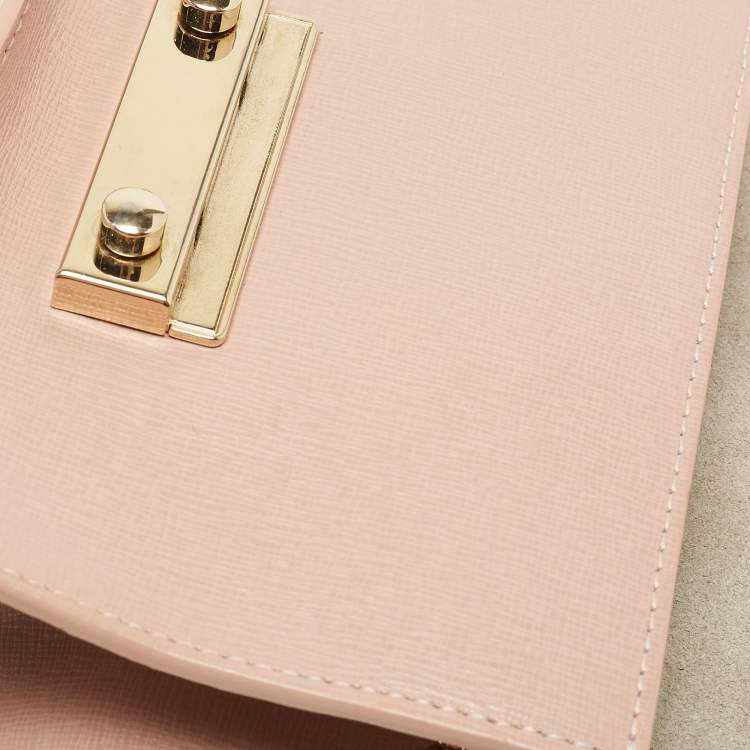 Pre Owned Furla Old Rose Leather Mini Metropolis Crossbody Bag