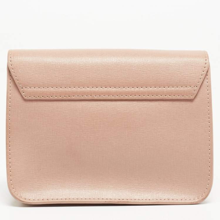 Pre Owned Furla Old Rose Leather Mini Metropolis Crossbody Bag