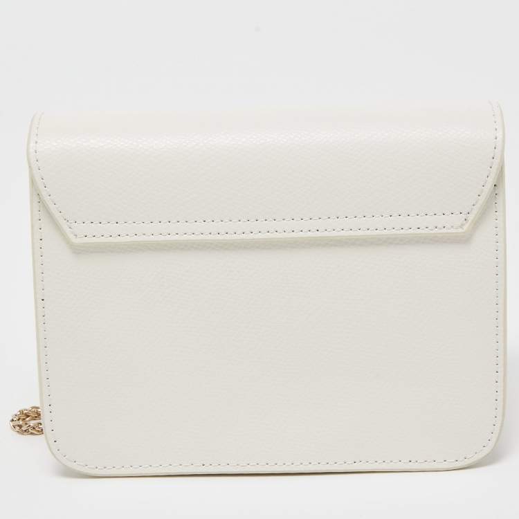 Pre Owned Furla White Leather Mini Metropolis Crossbody Bag