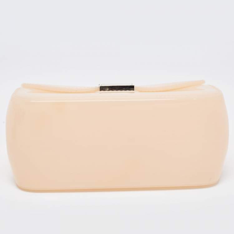 Pre Owned Furla Peach Rubber Candy Flap Top Handle Bag