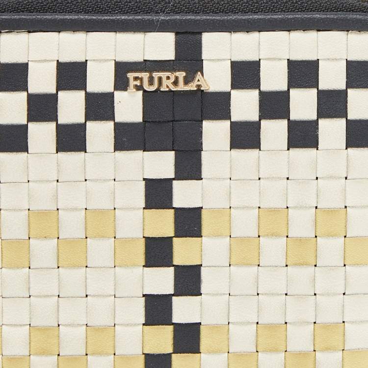 Pre Owned Furla Tri Color Leather Zip Around Wallet