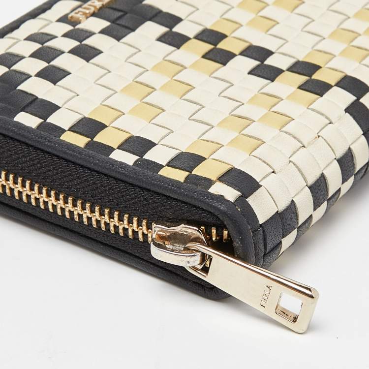 Pre Owned Furla Tri Color Leather Zip Around Wallet