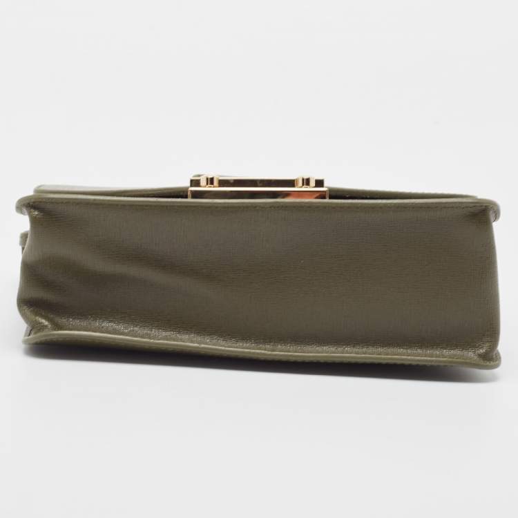 مملوكة مسبقًا Furla Olive Green Leather Small Metropolis Crossbody Bag