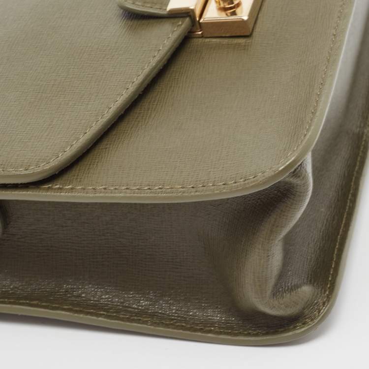 مملوكة مسبقًا Furla Olive Green Leather Small Metropolis Crossbody Bag