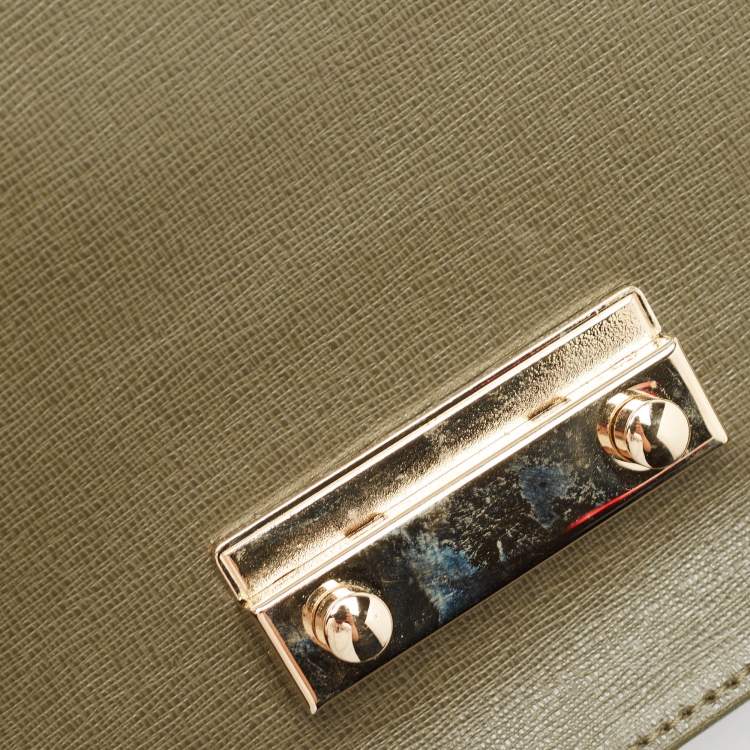 مملوكة مسبقًا Furla Olive Green Leather Small Metropolis Crossbody Bag