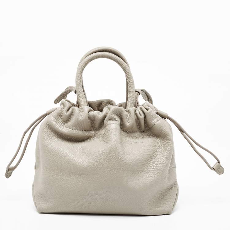 Pre Owned Furla Grey Leather Mini Bucket Tote