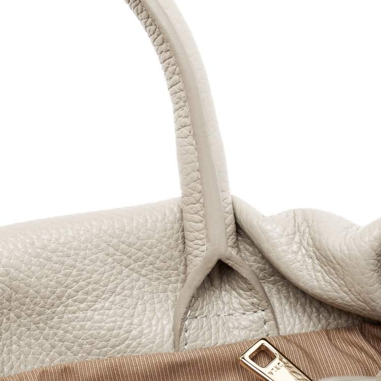 Pre Owned Furla Grey Leather Mini Bucket Tote
