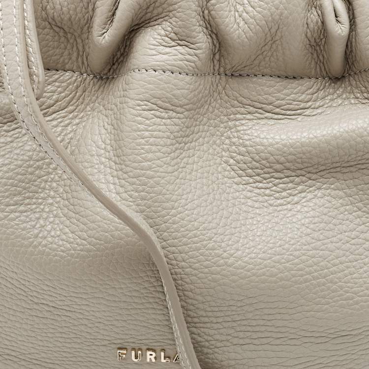 Pre Owned Furla Grey Leather Mini Bucket Tote