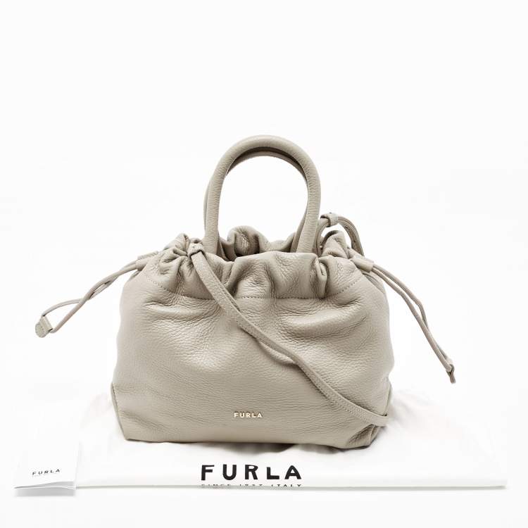 Pre Owned Furla Grey Leather Mini Bucket Tote