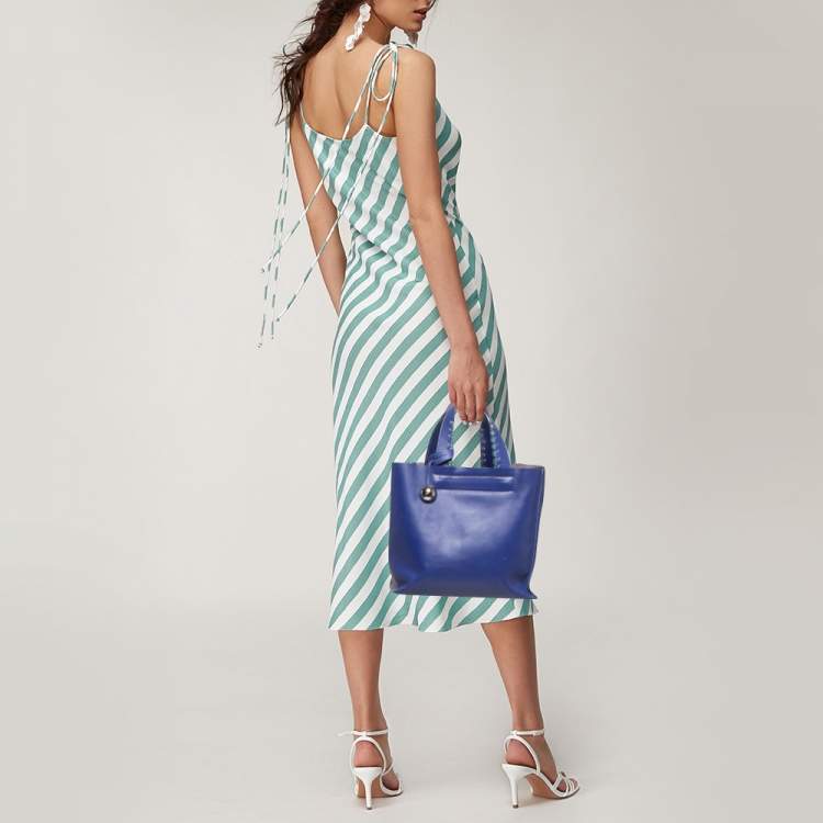 Pre Owned Furla Blue Leather Musa Tote