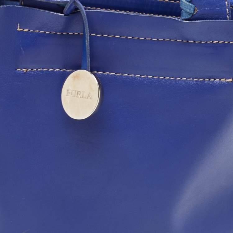 Pre Owned Furla Blue Leather Musa Tote