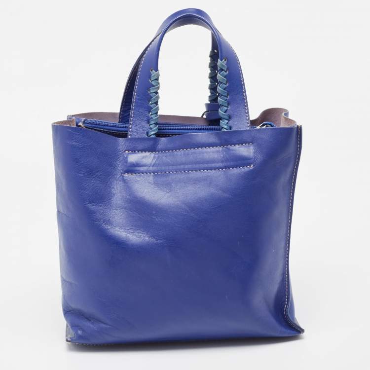 Pre Owned Furla Blue Leather Musa Tote