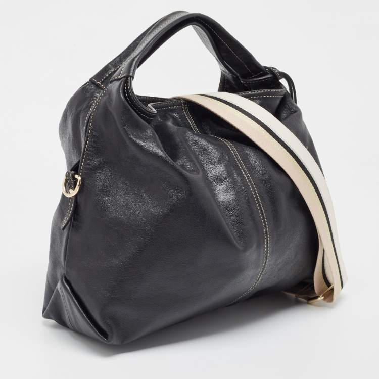 Pre Owned Furla Black Leather Elisabeth Hobo 