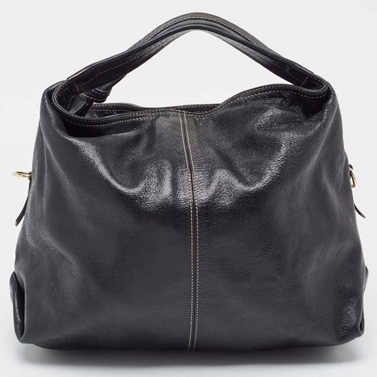 Pre Owned Furla Black Leather Elisabeth Hobo 