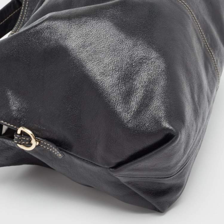 Pre Owned Furla Black Leather Elisabeth Hobo 