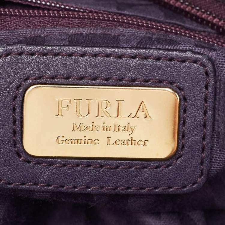 Pre Owned Furla Purple Suede and Leather Ring Handle Hobo
