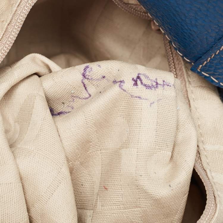 Pre Owned Furla Blue Leather Front Pocket Bucket Bag