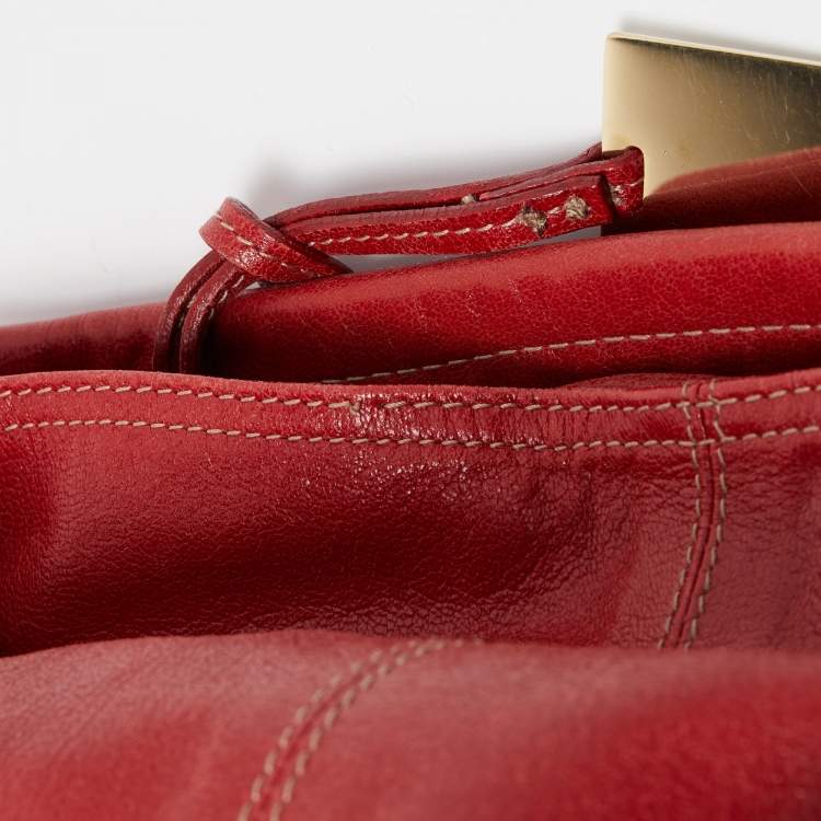 Pre Owned Furla Red Leather Hobo