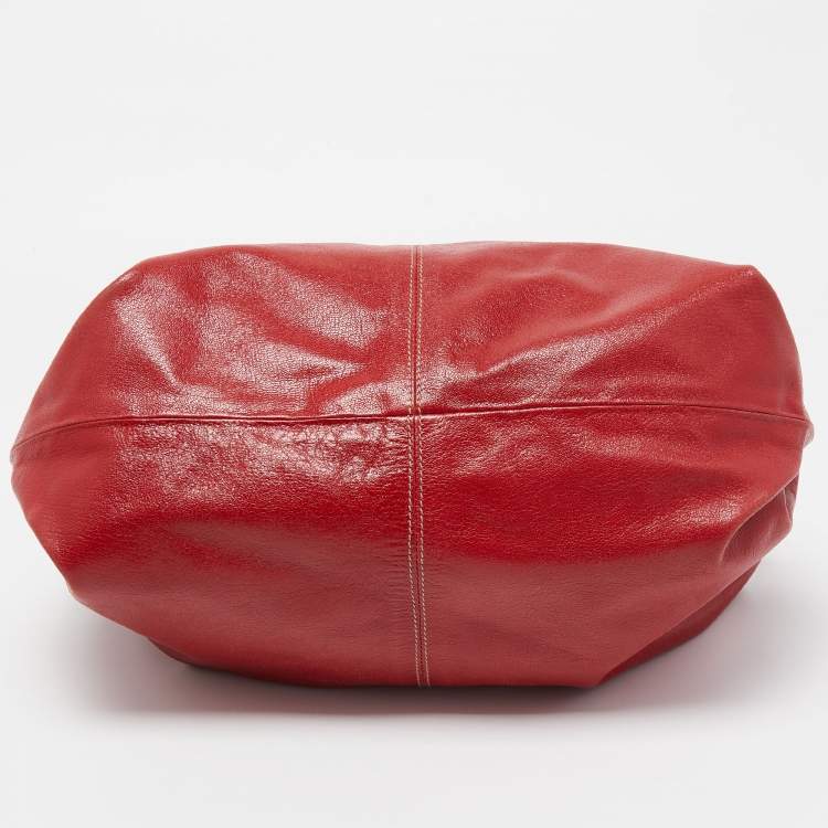 Pre Owned Furla Red Leather Hobo