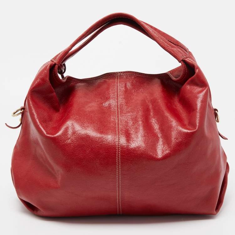 Pre Owned Furla Red Leather Hobo