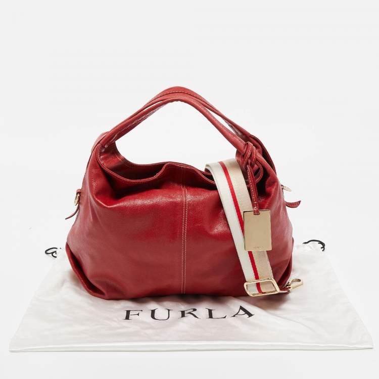 Pre Owned Furla Red Leather Hobo