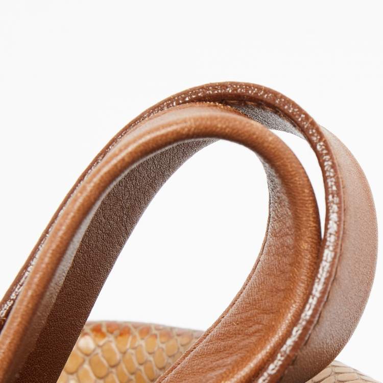 Pre Owned Furla Multicolor Snakeskin Embossed and Leather Stripe Musa Tote