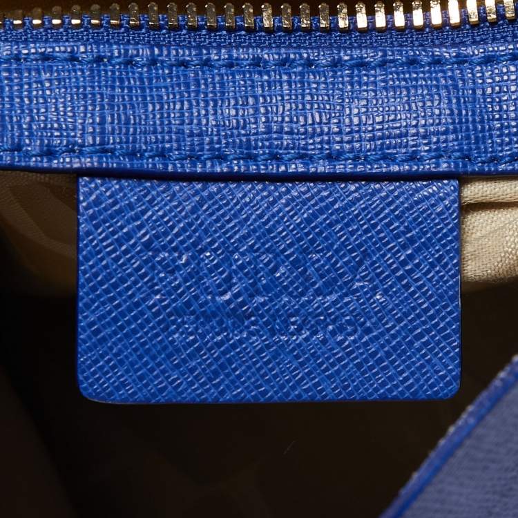 Pre Owned Furla Blue Saffiano Leather Shopper Tote