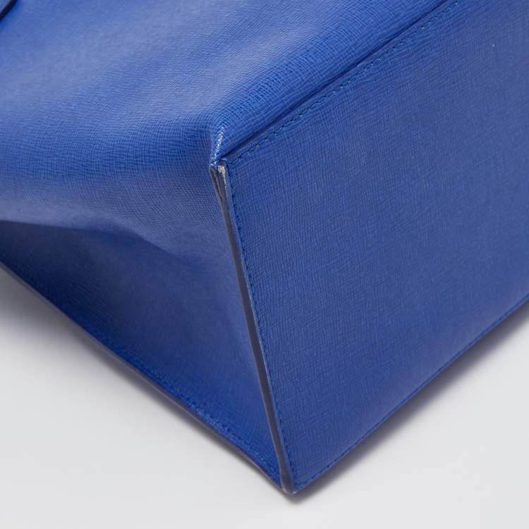 Pre Owned Furla Blue Saffiano Leather Shopper Tote