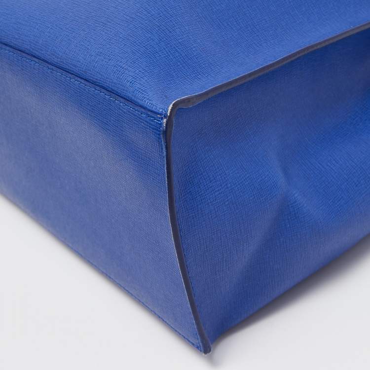 Pre Owned Furla Blue Saffiano Leather Shopper Tote