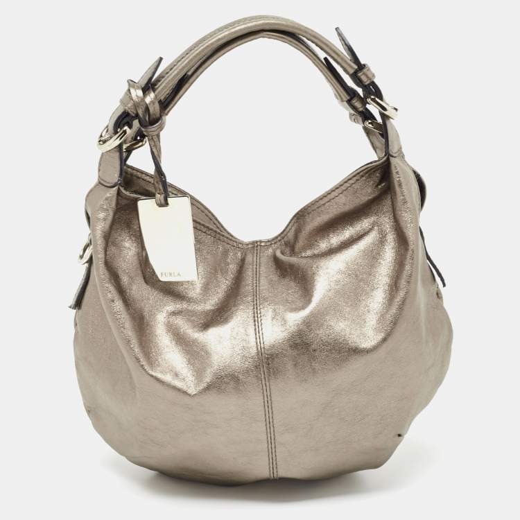 Pre Owned Furla Metallic Leather Hobo