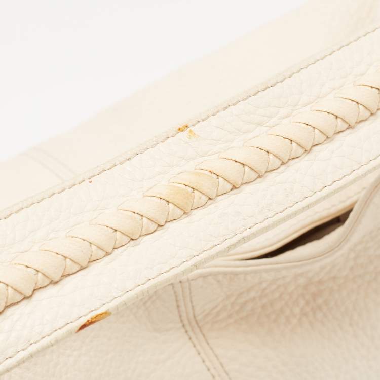 Pre Owned Furla White Leather Elisabeth Hobo