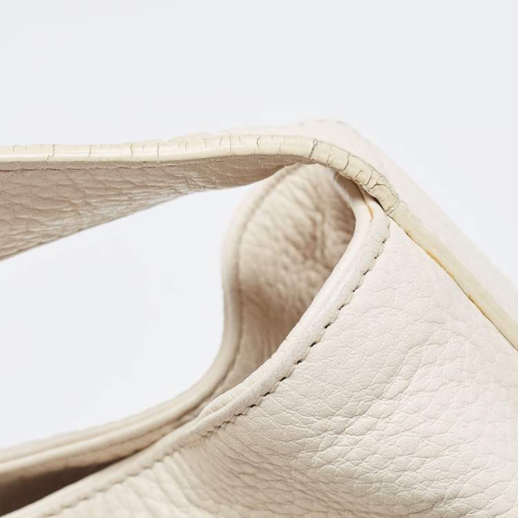 Pre Owned Furla White Leather Elisabeth Hobo