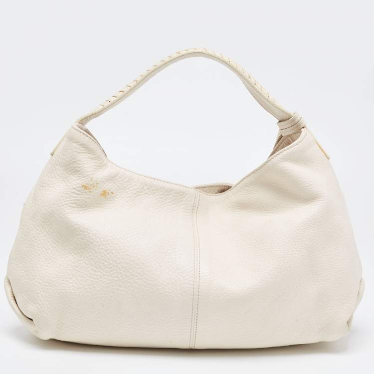 Pre Owned Furla White Leather Elisabeth Hobo