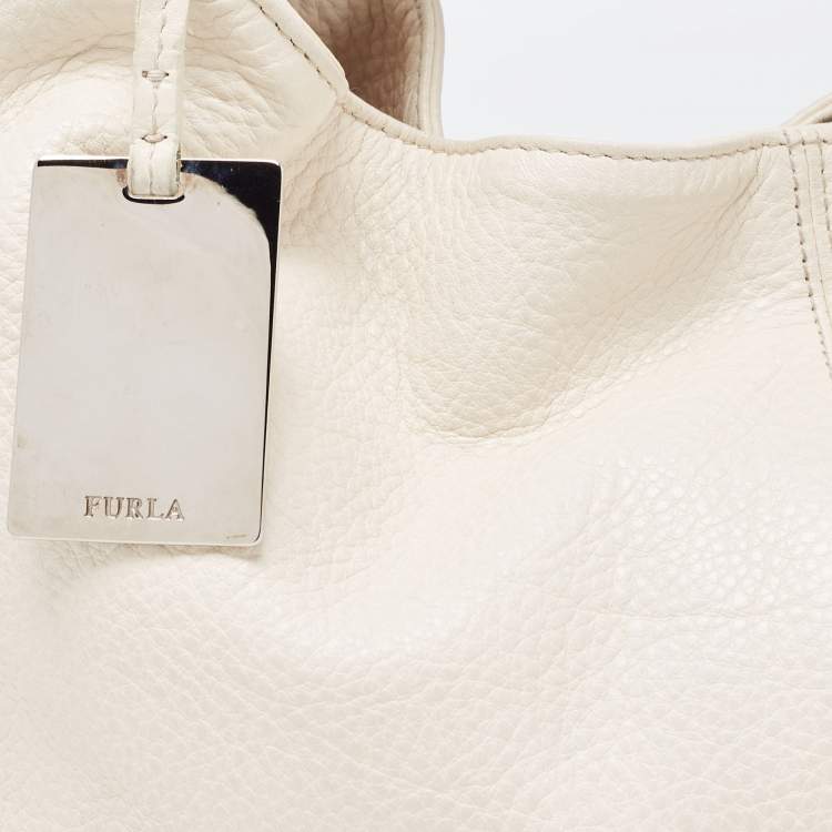 Pre Owned Furla White Leather Elisabeth Hobo