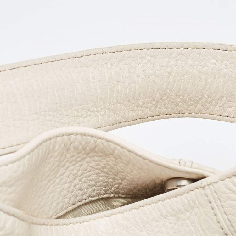 Pre Owned Furla White Leather Elisabeth Hobo