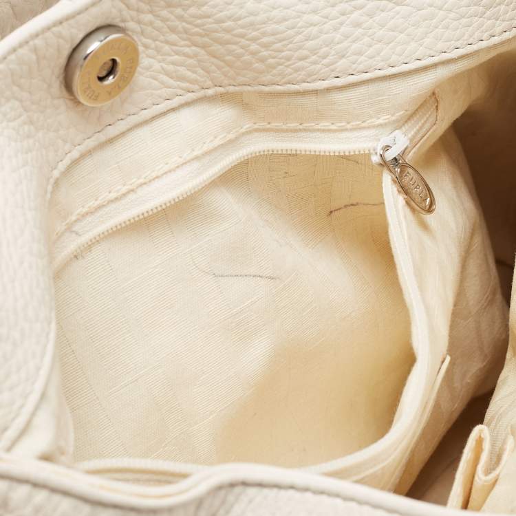 Pre Owned Furla White Leather Elisabeth Hobo