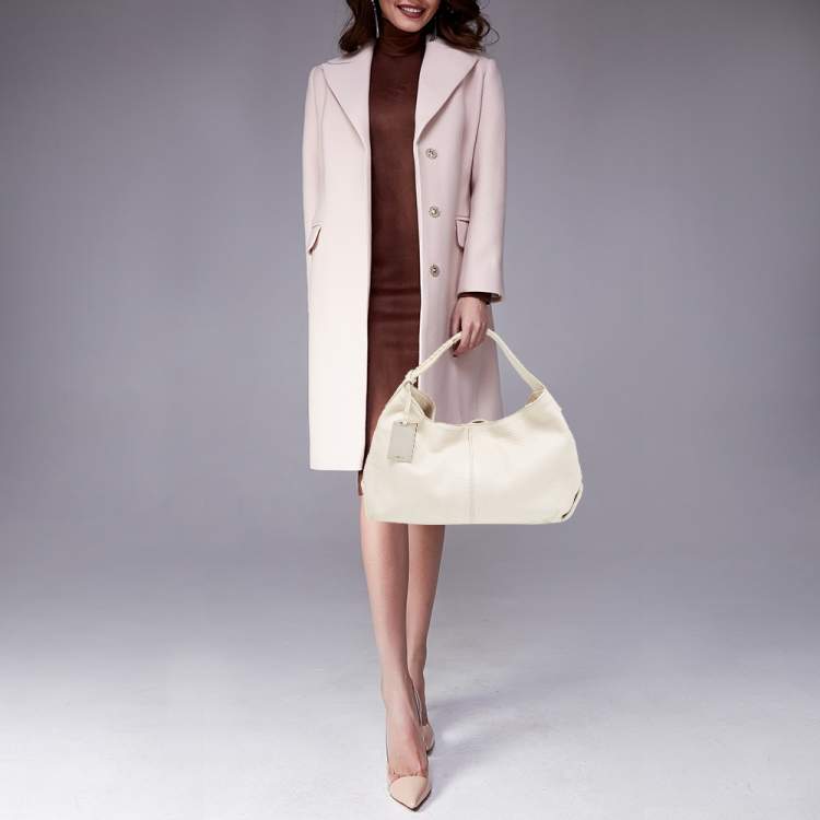 Pre Owned Furla White Leather Elisabeth Hobo