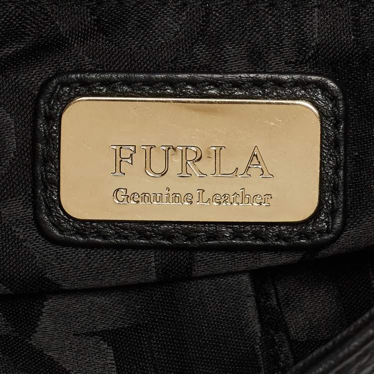 Pre Owned Furla Black/Blue Leather Flap Shoulder Bag