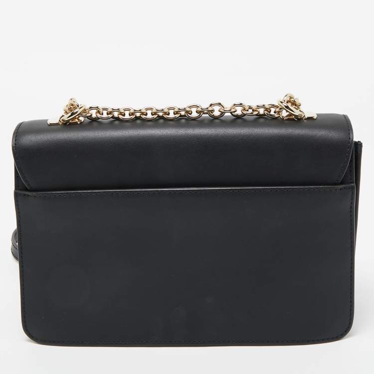 Pre Owned Furla Black Leather Mughetto Shoulder Bag