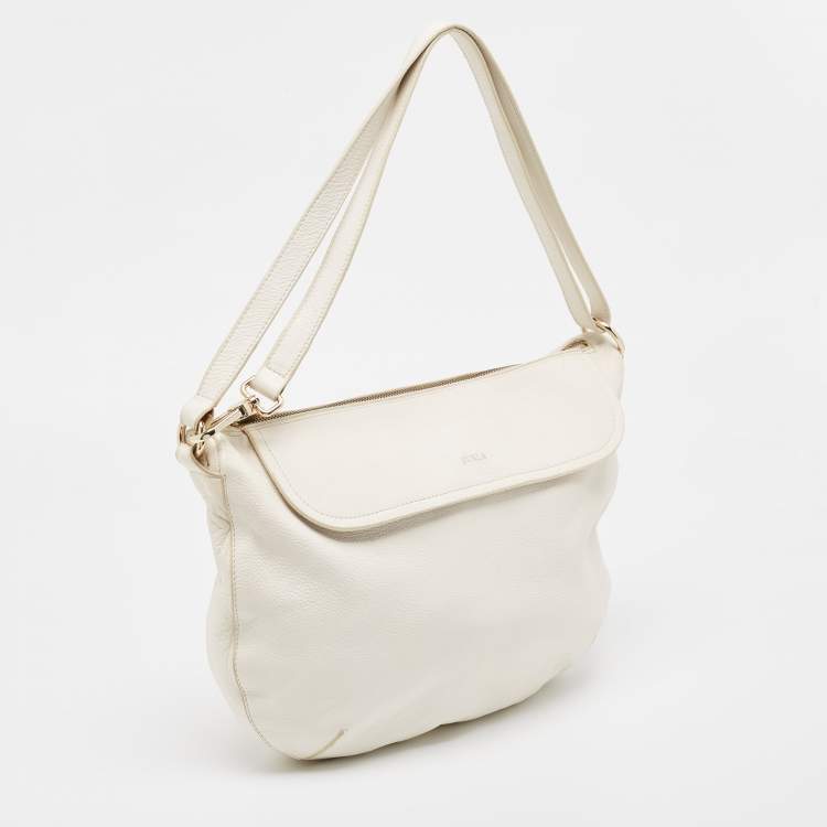 Pre Owned Furla White Leather Hobo