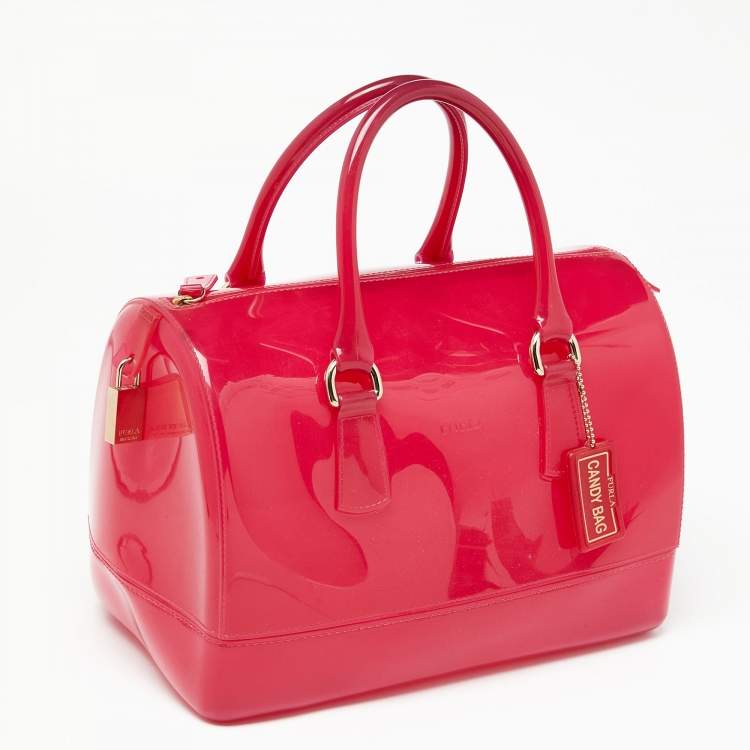 Pre Owned Furla Pink Rubber Candy Satchel