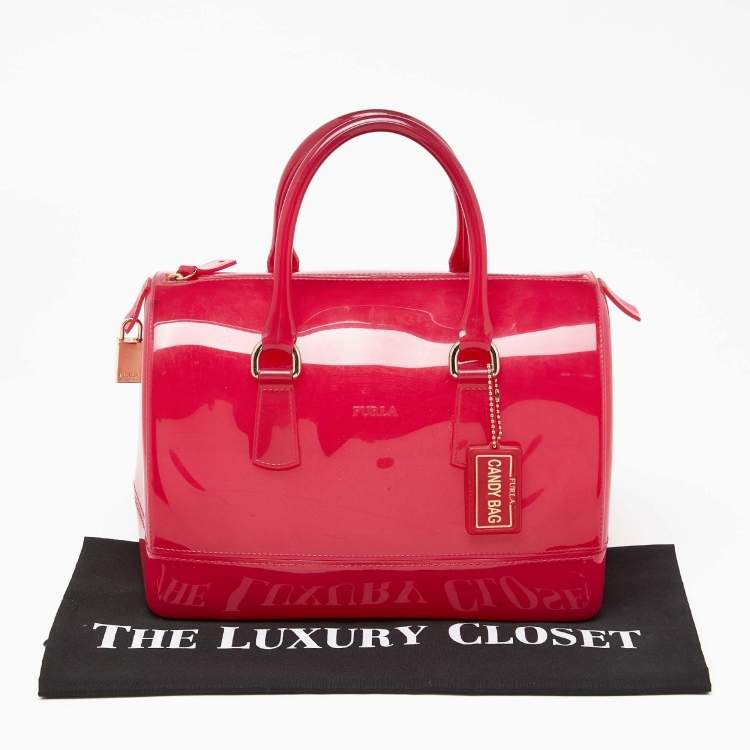 Pre Owned Furla Pink Rubber Candy Satchel