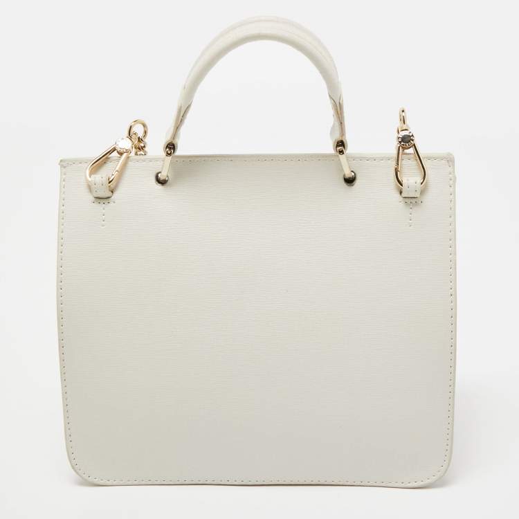 Pre Owned Furla Off White Leather Julia Top Handle Bag