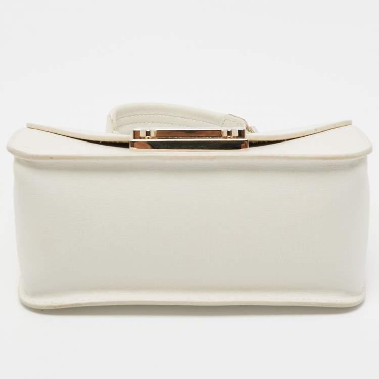 Pre Owned Furla Off White Leather Julia Top Handle Bag