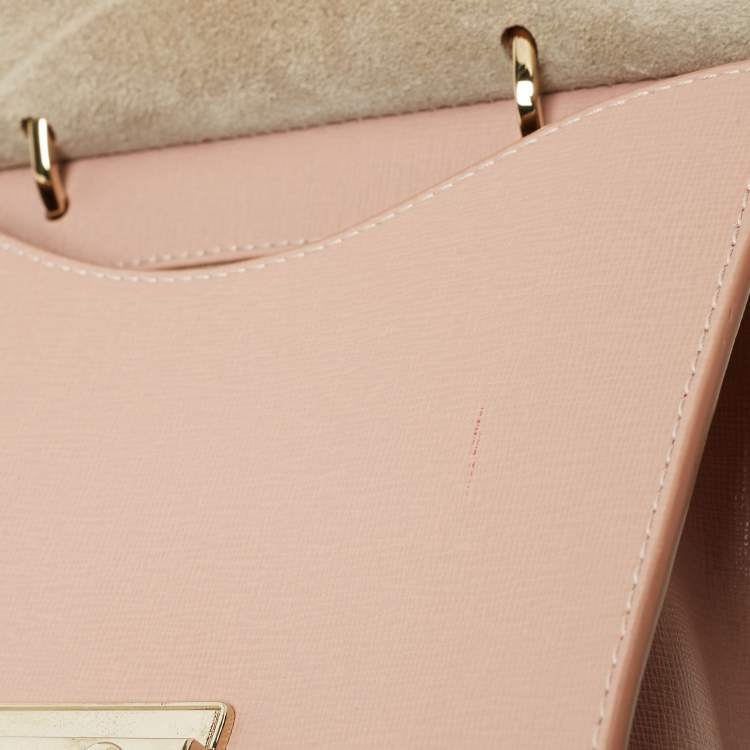 Pre Owned Furla Pink Leather Julia Top Handle Bag