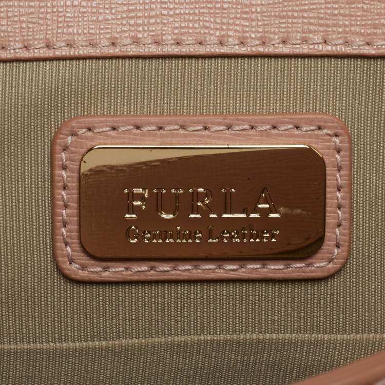 Pre Owned Furla Pink Leather Julia Top Handle Bag