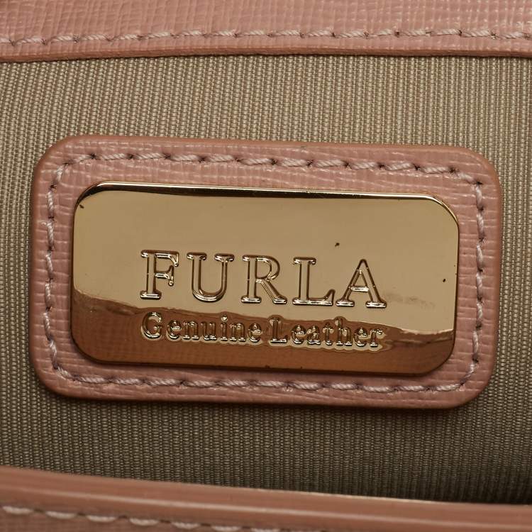 Pre Owned Furla Pink Leather Julia Top Handle Bag