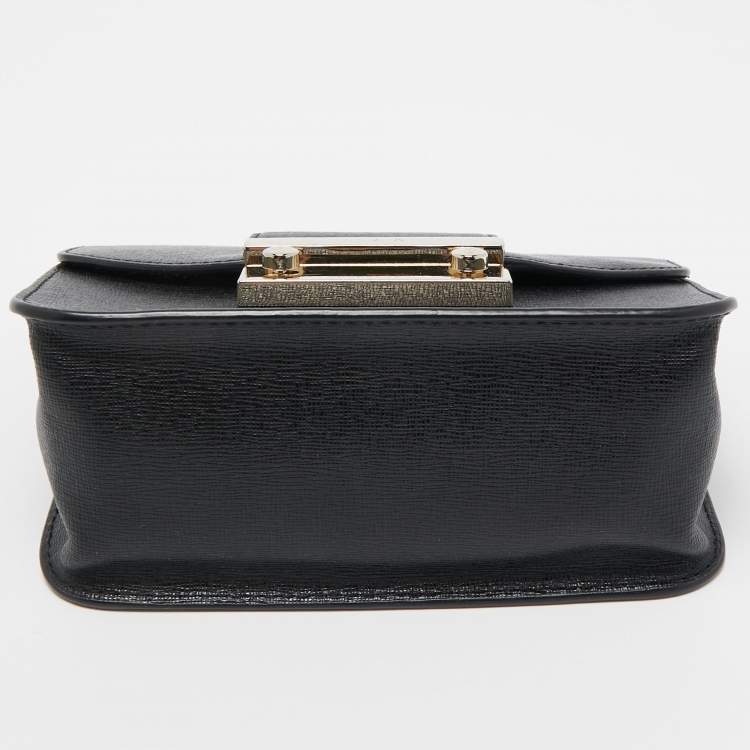 Pre Owned Furla Black Leather Mini Metropolis Crossbody Bag